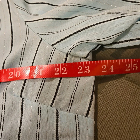 Gloria Lance Blouse Mint Green Black Stripes Size 3X Short Sleeve Built in Tank - Picture 11 of 13